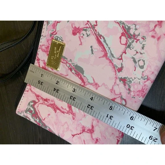 Betsey Johnson Small Marbled Pink Gray Small Purse Wristlet Strap - Picture 7 of 8